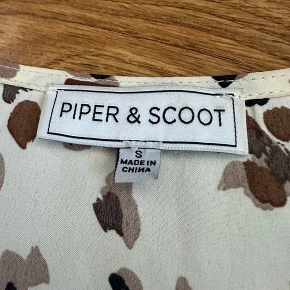 Piper & Scoot Cream Brown Maxi Dress S - Picture 4 of 15